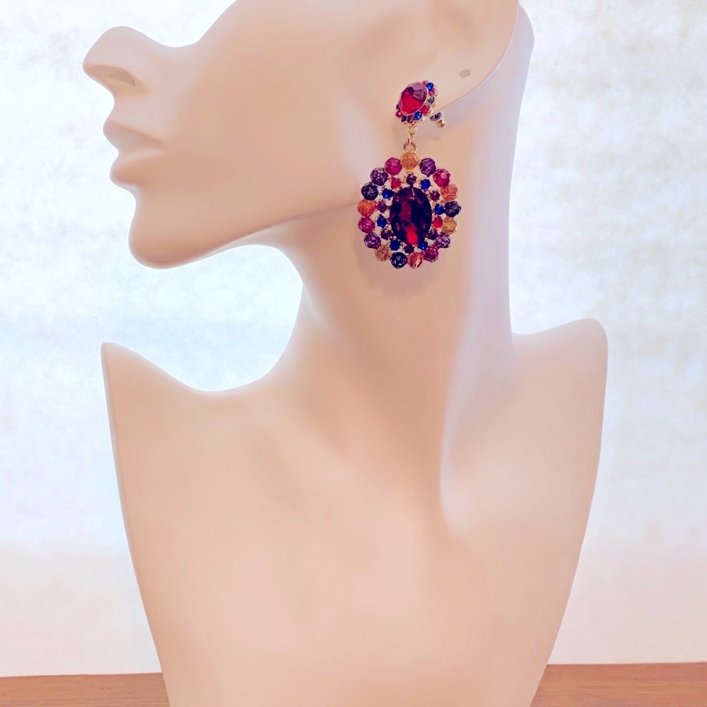Red dangle earrings